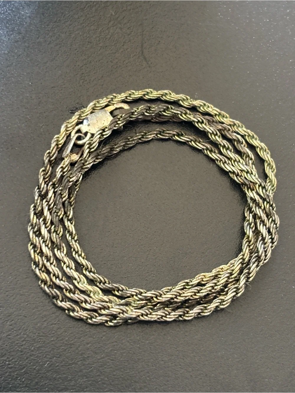 .925 Sterling Silver Men’s Twisted Rope Chain Link Necklace Vtg Fine Jewelry 18”